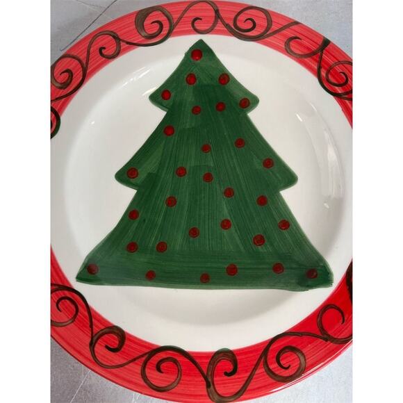 Marco e Cristina Ceramic Christmas Tree Round Decorative Platter 16” Multicolor - Picture 3 of 9